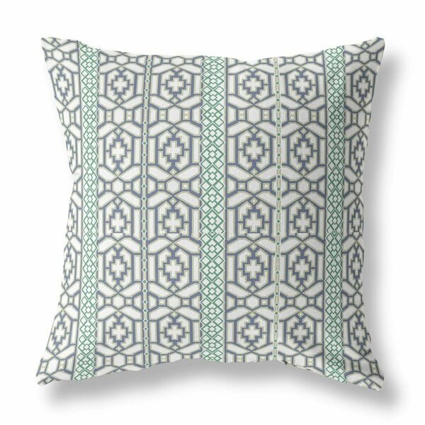 Palacedesigns 16 in. Linework Indoor & Outdoor Zippered Throw Pillow White & Gray PA3109270